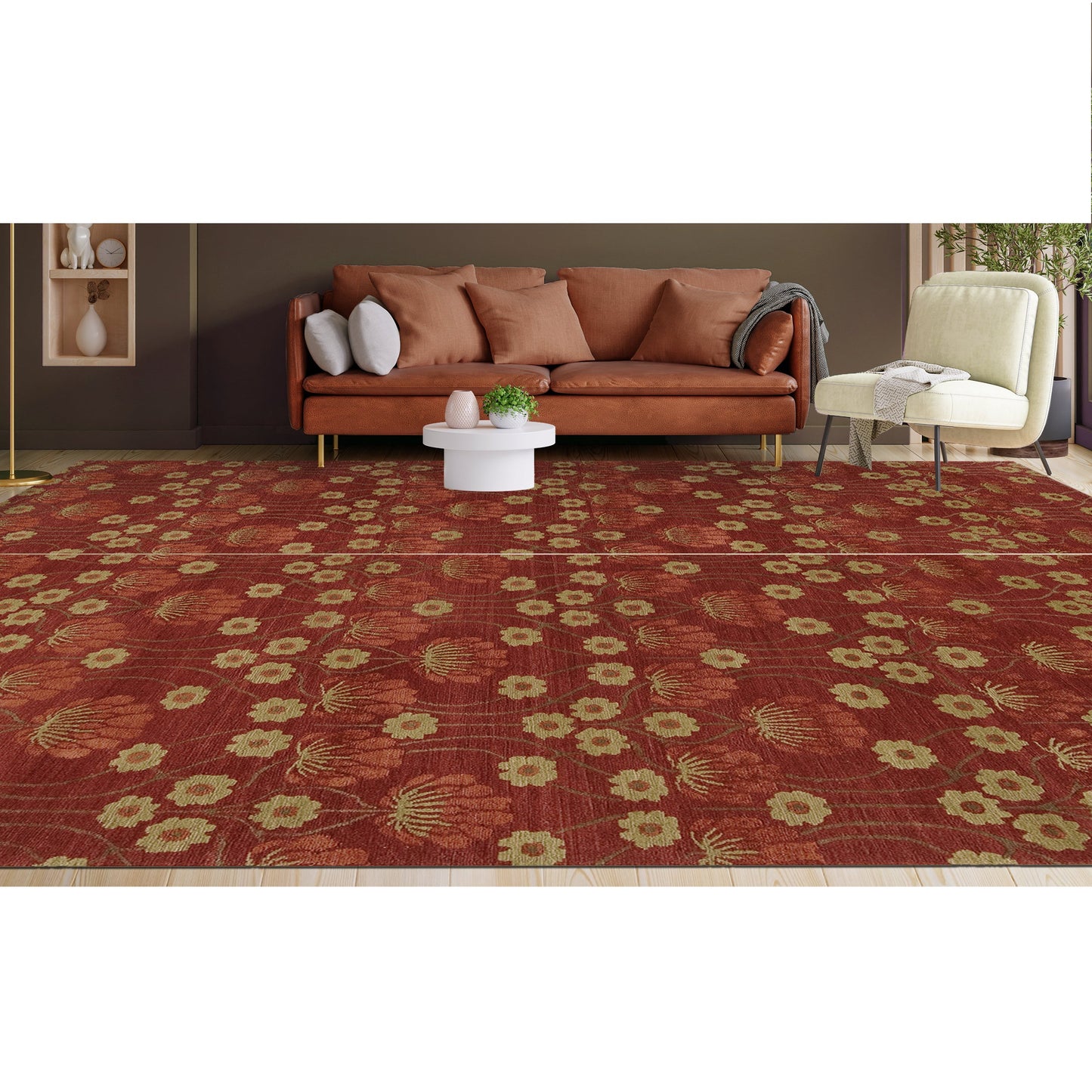 TIBETAN WOOL / SILK EMARC ARTS & CRAFTS RED