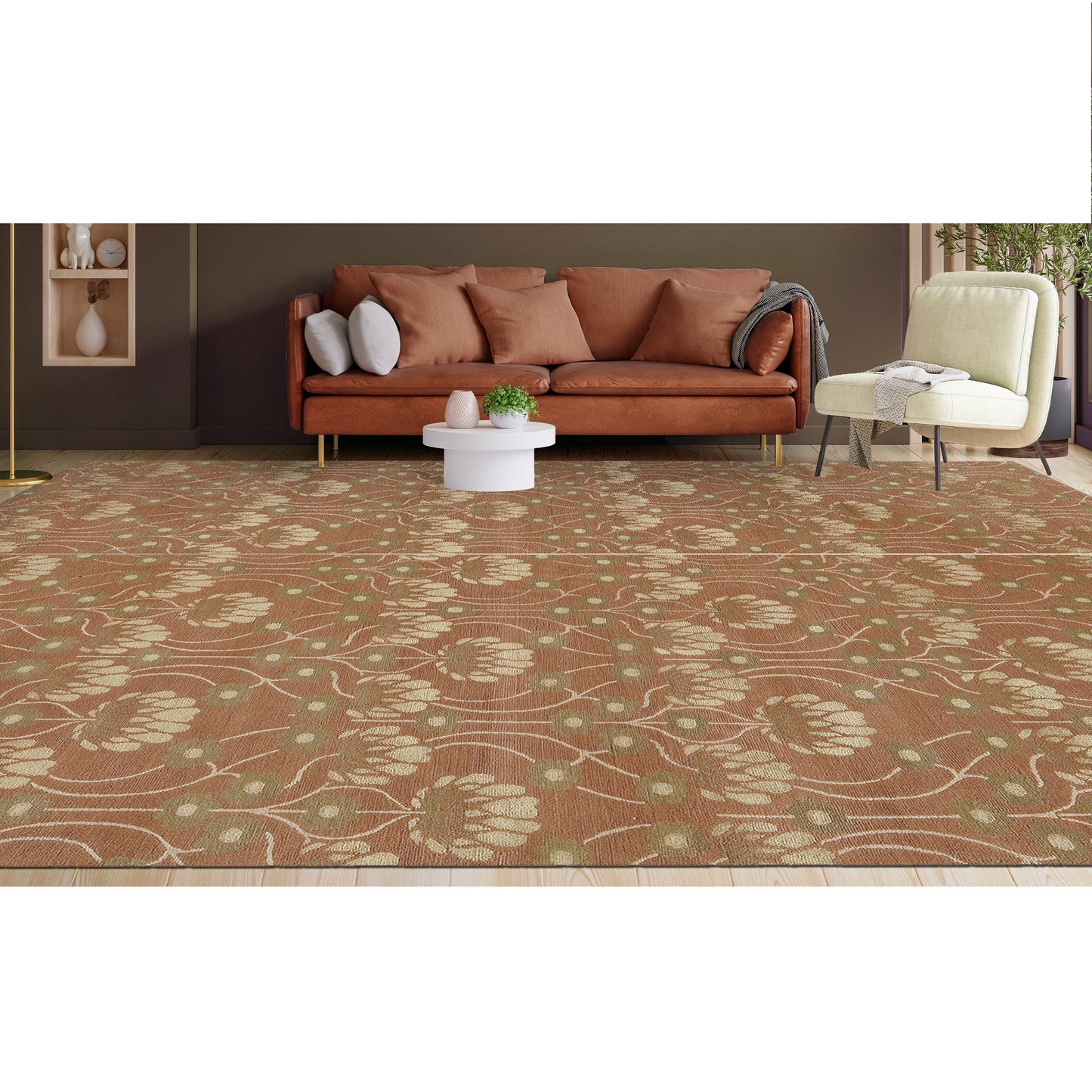 TIBETAN WOOL / SILK EMARC ARTS & CRAFTS TERRACOTA