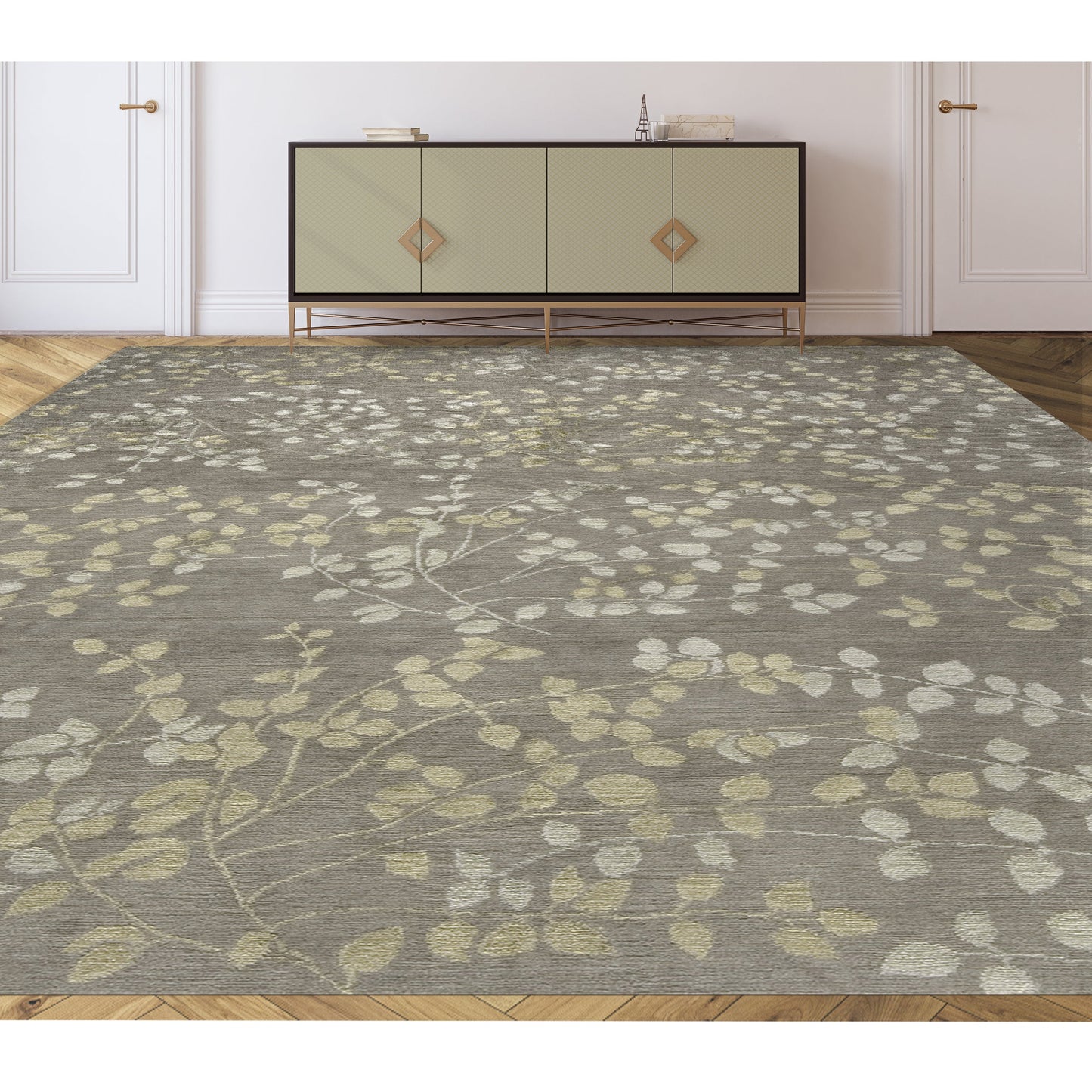 TIBETAN WOOL / SILK EMLEA LEAVES TAUPE