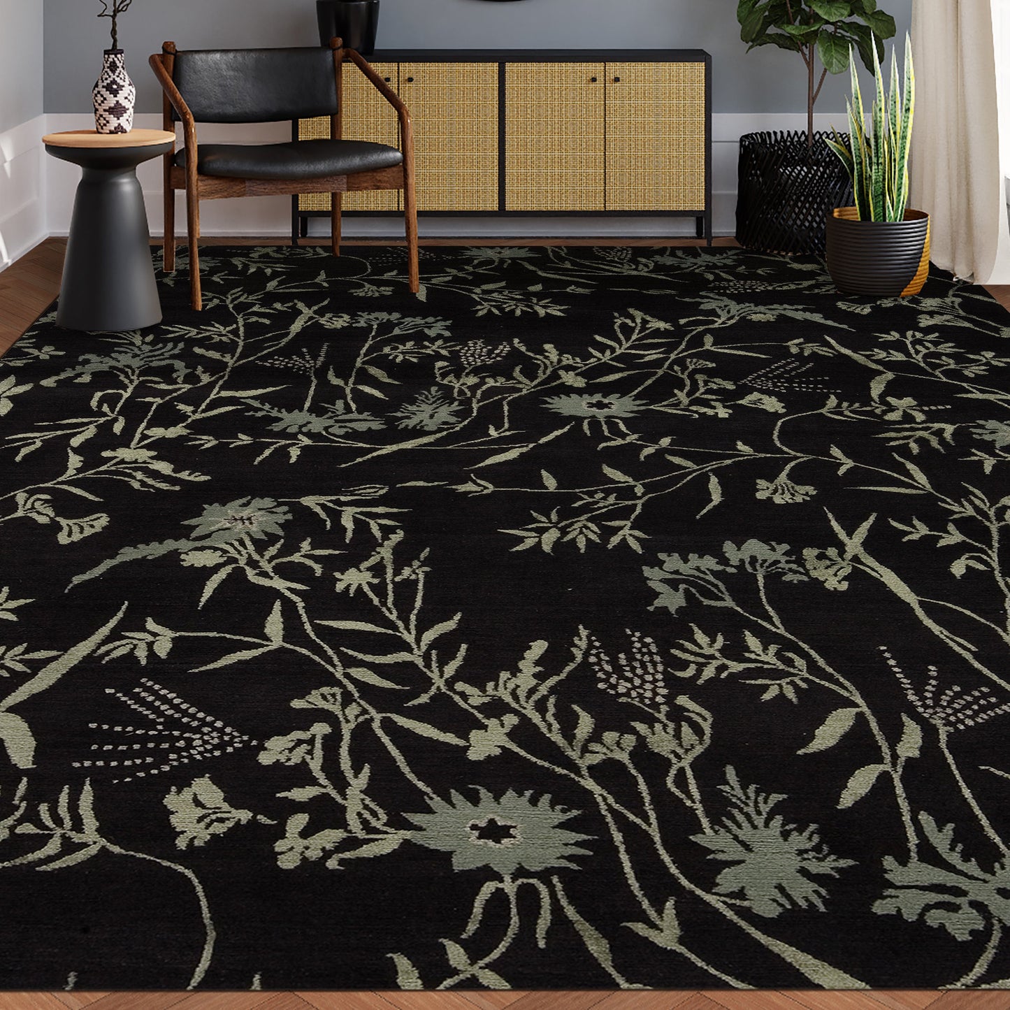 TIBETAN WOOL / SILK EMSPR SPRING BLACK / GREY