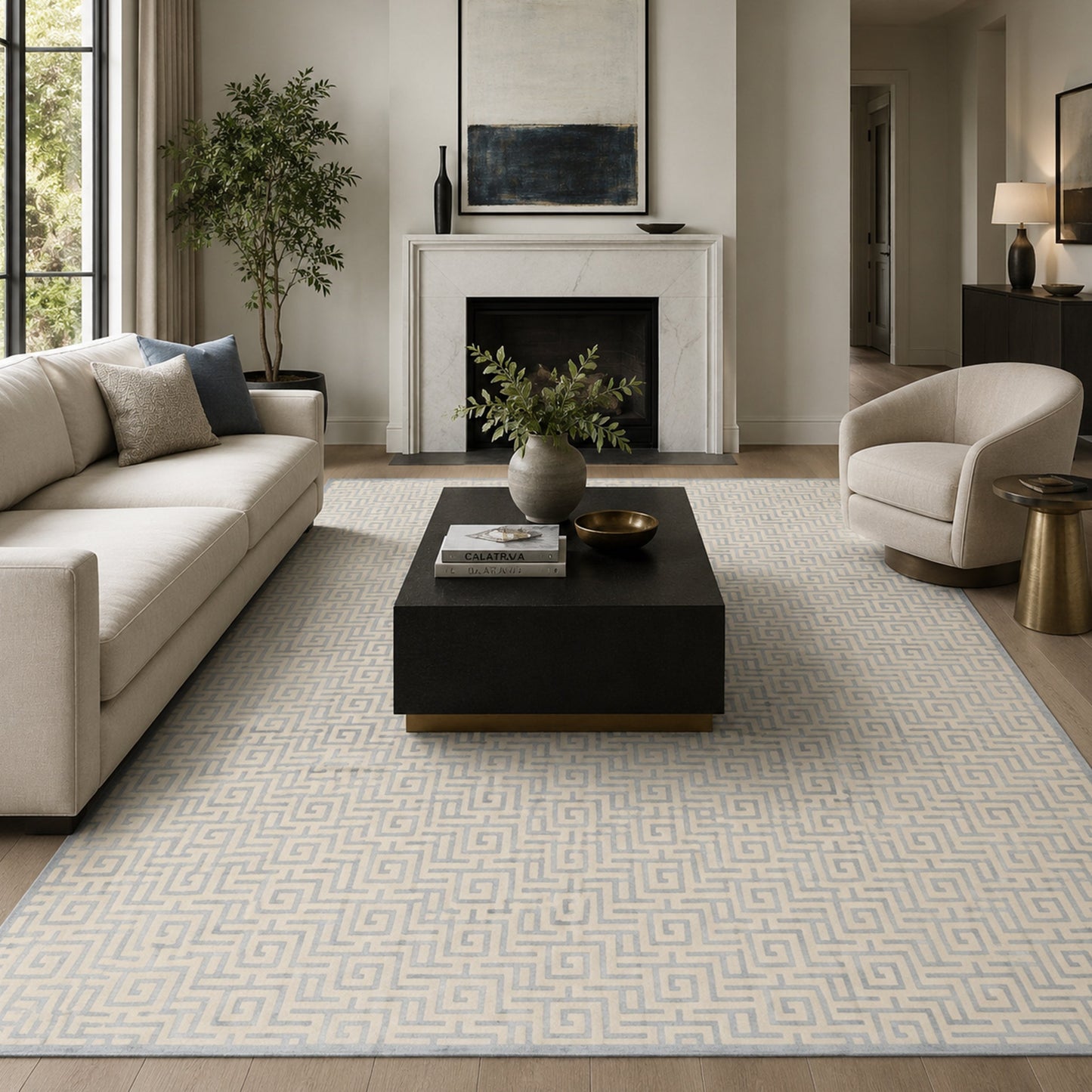 HIMALAYAN ART WINDSOM MAT1C IVORY / BLUE