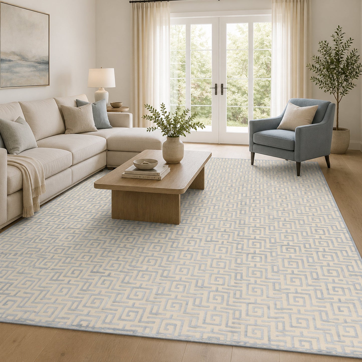 HIMALAYAN ART WINDSOM MAT1L IVORY / BLUE