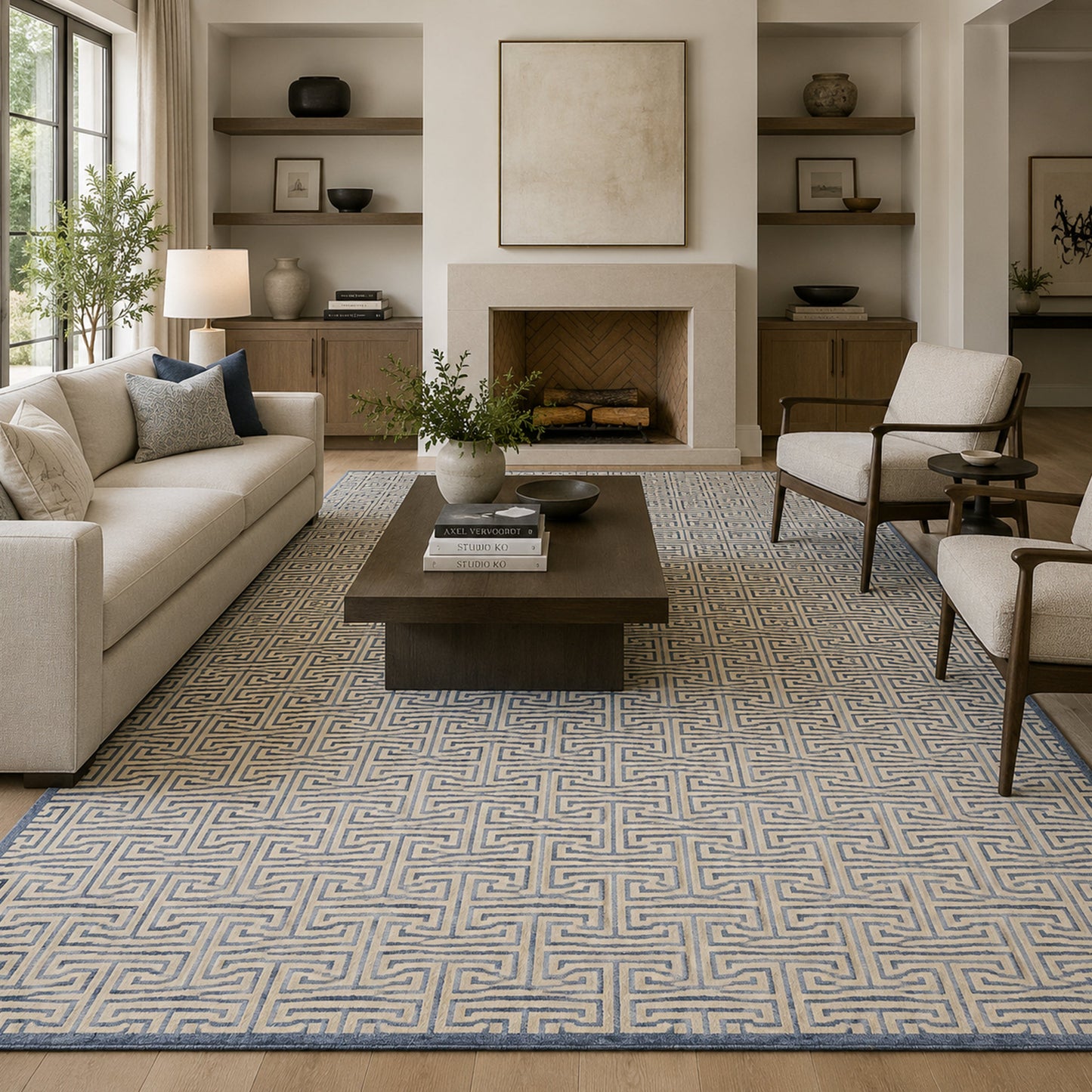 HIMALAYAN ART WINDSOM MAT2C IVORY / BLUE