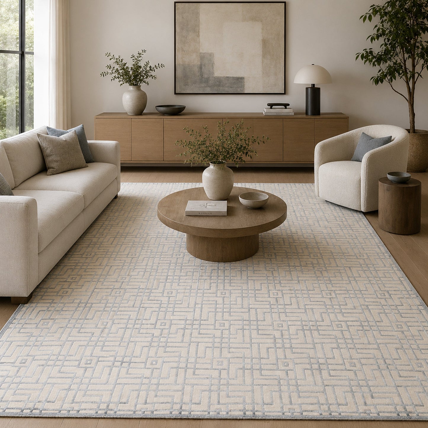 HIMALAYAN ART WINDSOM MAT3L LIGHT BLUE / IVORY