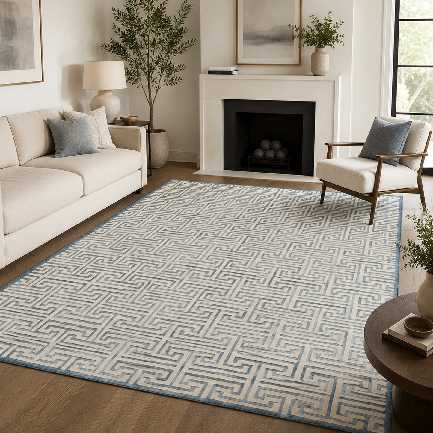 HIMALAYAN ART WINDSOM MAT4C IVORY / BLUE