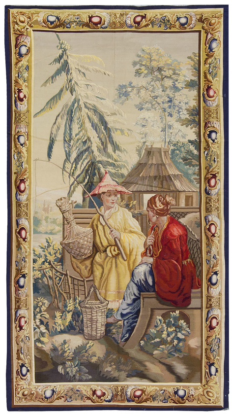 A French  Aubusson style Chinoiserie Tapestry circa 1830. 