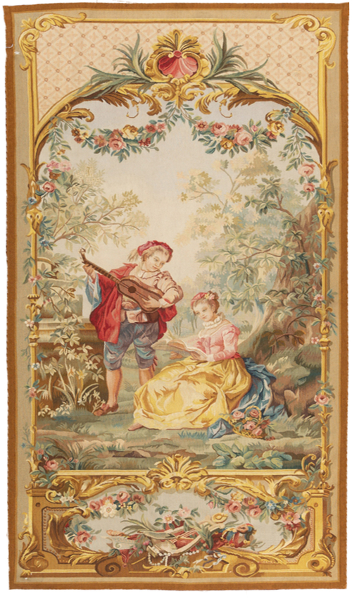 'Courtisans au Parc'  French 18th Century Style Tapestry