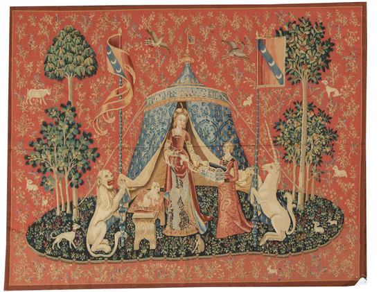 Recreation. of a 15th Century Tapestry   "Taste" From the Lady with the Unicorn Series 