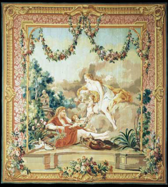 Recreation of a romantic scene after a Boucher painting