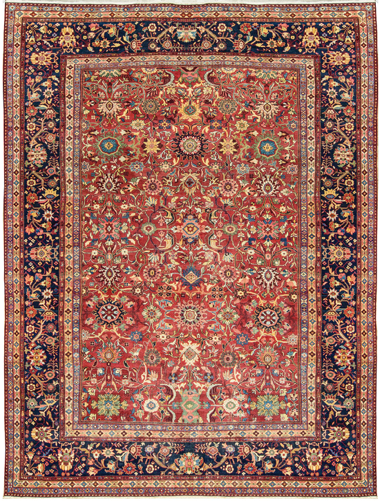 ANTIQUE PERSIAN SULTANABAD RED / NAVY CIRCA 1900
