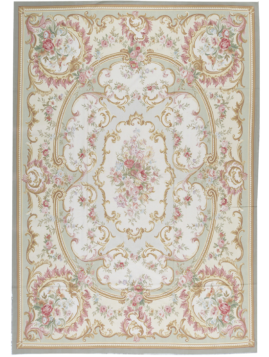 AUBUSSON RENAISSANCE 354-G GREEN / IVORY