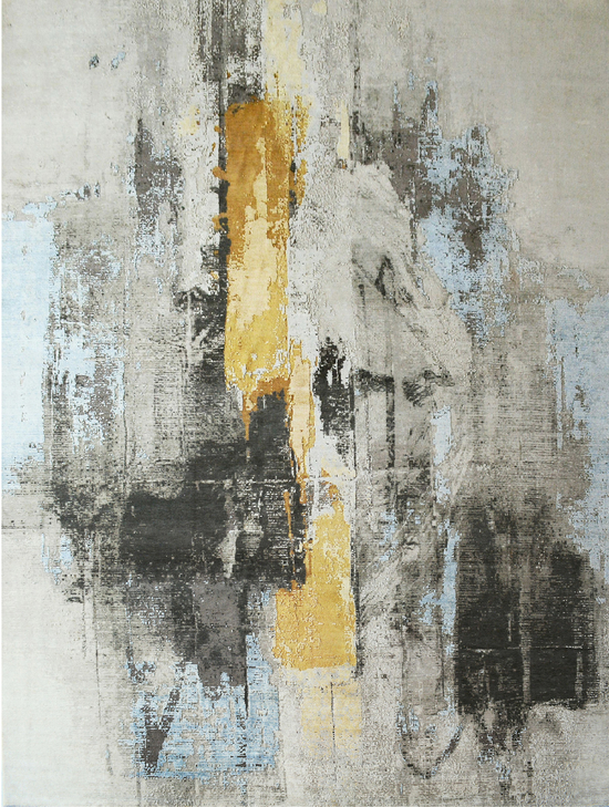 CANVAS ART WITH SILK C9364 CHARCOAL / YELLOW