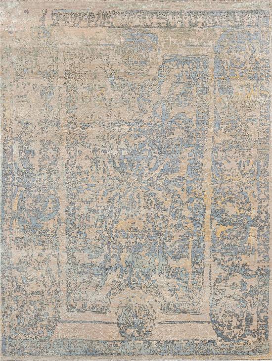 CANVAS ART WITH SILK 101JC BEIGE / LIGHT BLUE
