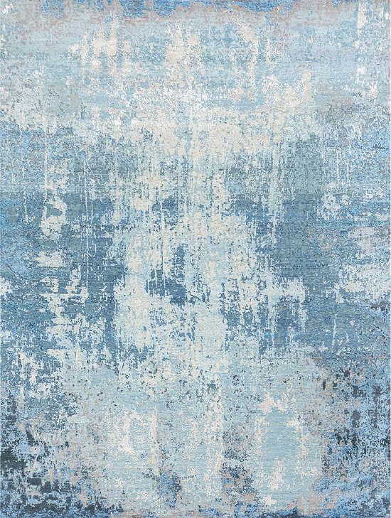 CANVAS ART WITH SILK J1055 BLUE / LIGHT BLUE