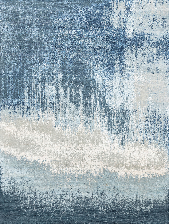 CANVAS ART WITH SILK J1056 SILVER / BLUE
