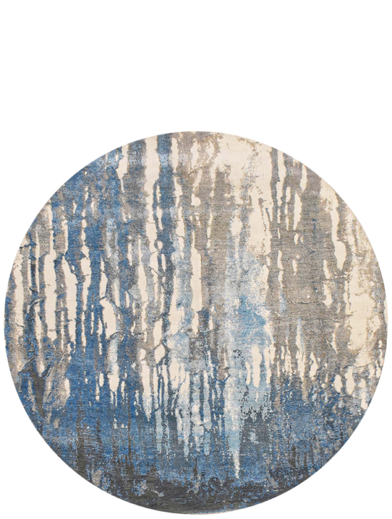 CANVAS ART WITH SILK J1058 IVORY / LIGHT BLUE