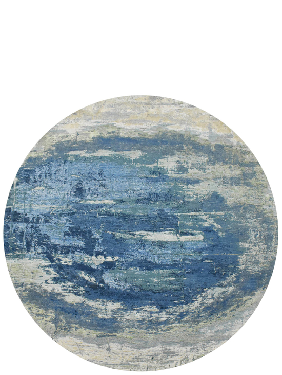 CANVAS ART WITH SILK J1062 IVORY / LIGHT BLUE