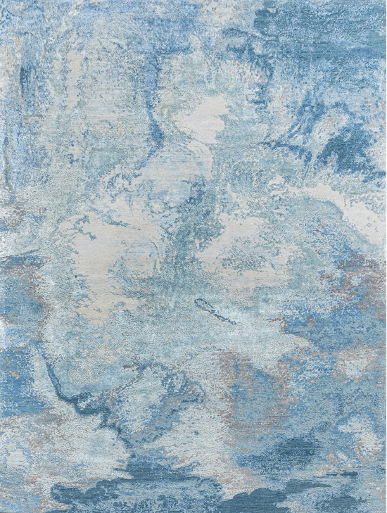 CANVAS ART WITH SILK J1063 SILVER / BLUE