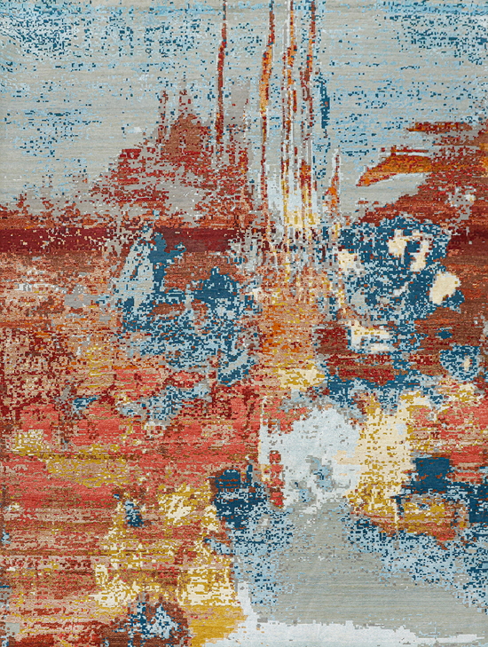 CANVAS ART WITH SILK J1169 SILVER / RED