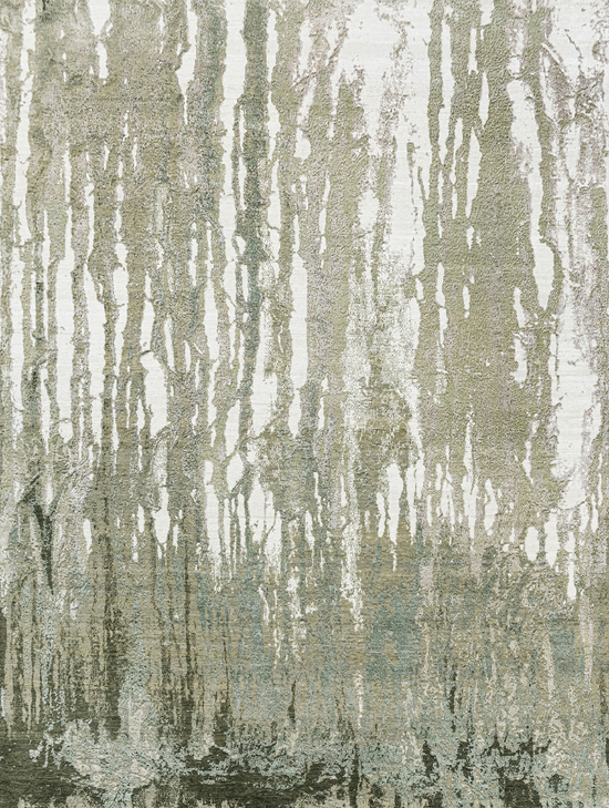 CANVAS ART WITH SILK J2058 IVORY / LIGHT GREEN