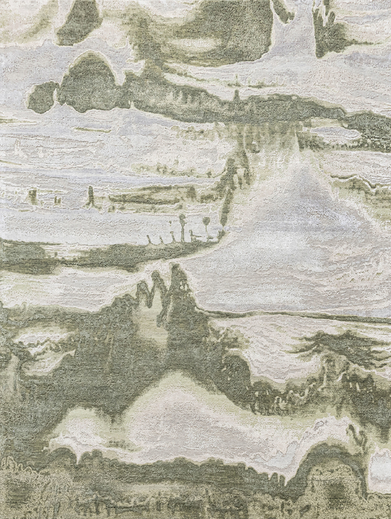 CANVAS ART WITH SILK J2071 BEIGE / GREEN