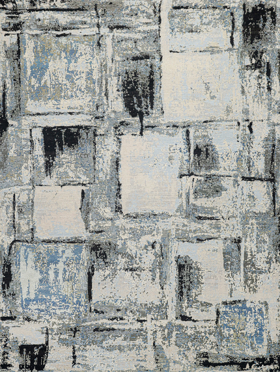 CANVAS ART WITH SILK JC693 IVORY / BLUE