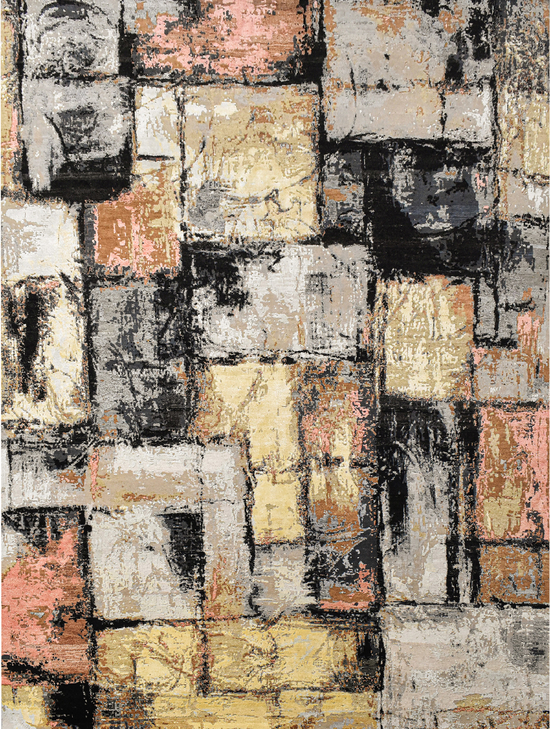 CANVAS ART WITH SILK JC694 GOLD / BLUE
