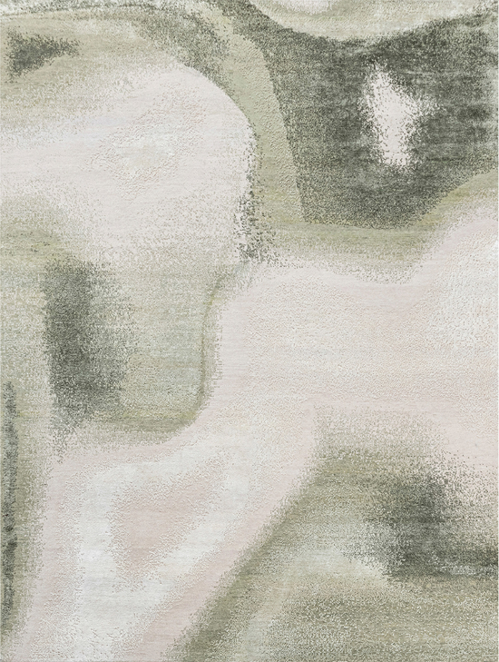 CANVAS ART WITH SILK JCD14 IVORY / GREEN