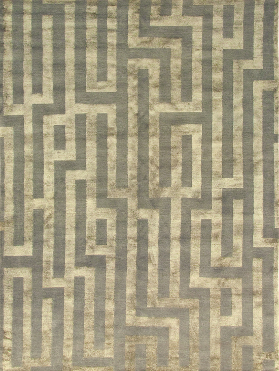 TIBETAN WOOL / SILK ADAPTATIONS MAZE SILVER