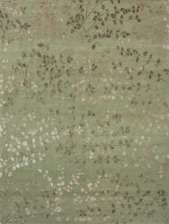 TIBETAN WOOL / SILK EMPRESS LEAVES GREEN