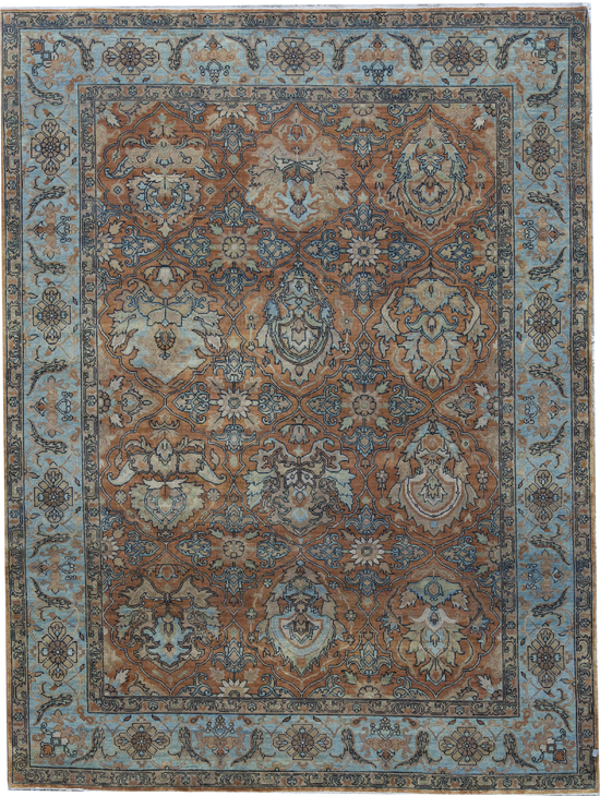 ANTIQUE SULTANABAD KIRMS RUST / BLUE