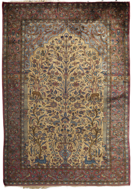 Antique Persian Silk Kashan circa 1900. 