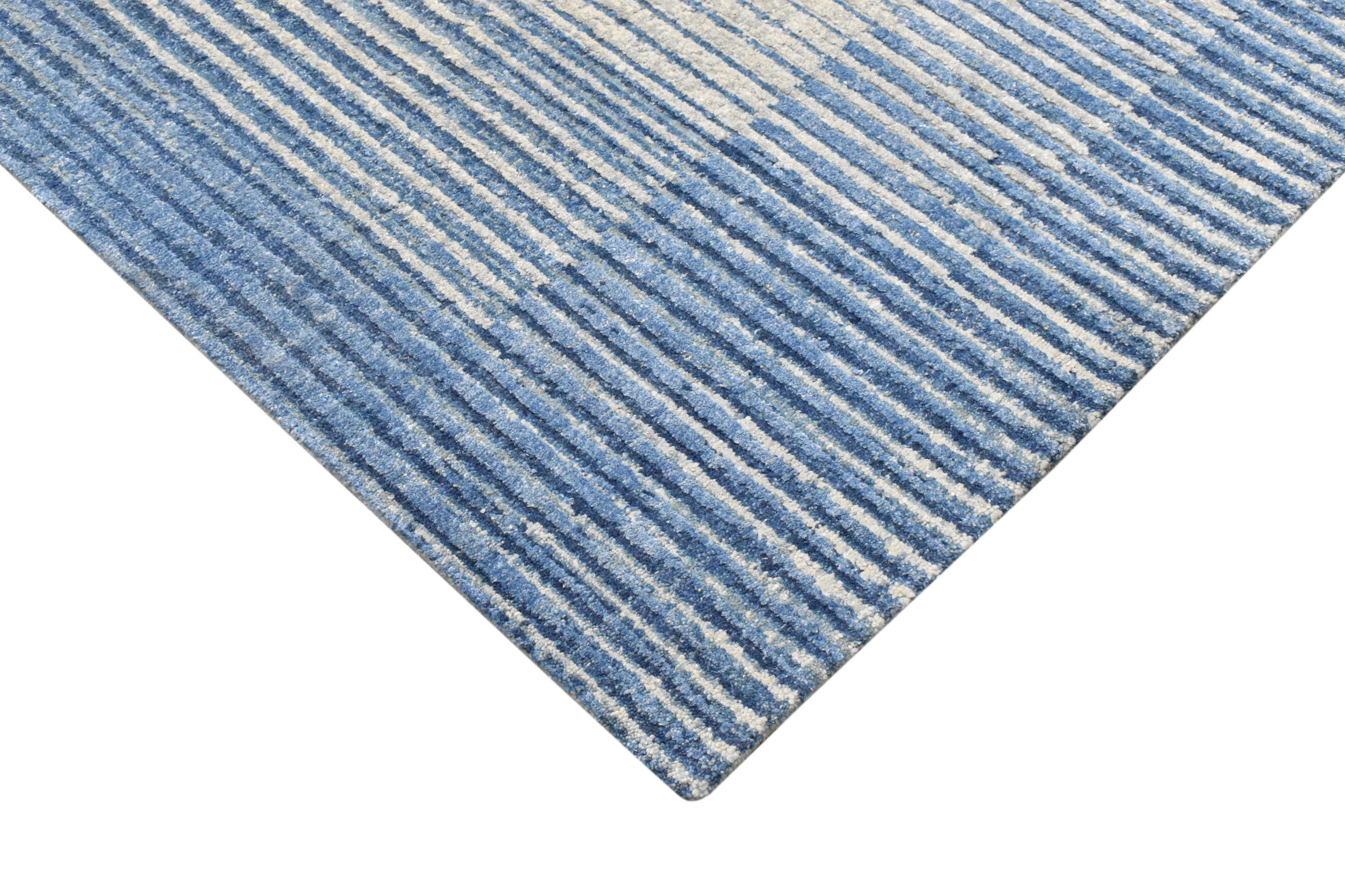 CANVAS ART WITH SILK JC765 IVORY / BLUE