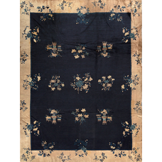 ANTIQUE CHINESE PEKING RUG CIRCA1900 NAVY / BEIGE 