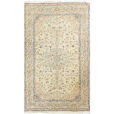 Vintage Persian Wool & Silk Nain Rug