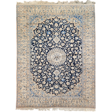 ANTIQUE PERSIAN FINE NAIM NAVY / IVORY