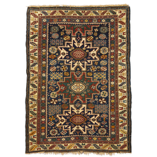 Antique Caucasian Lesghi Star Rug Circa 1880,