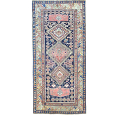 ANTIQUE RUSSIAN SHIRVAN NAVY / IVORY