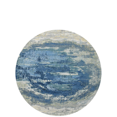 CANVAS ART WITH SILK J1062 IVORY / LIGHT BLUE