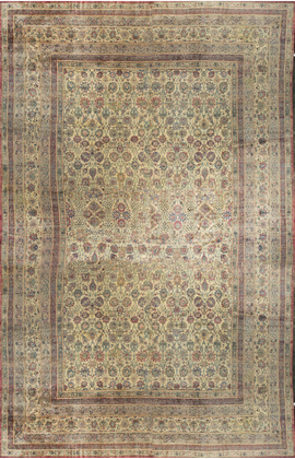 Antique Persian Kirman Lavar Rug Circa 1890