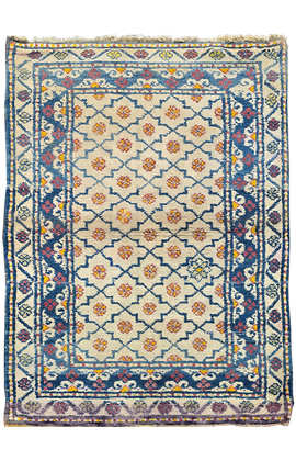 ANTIQUE AGRA AGRAC BLUE / IVORY