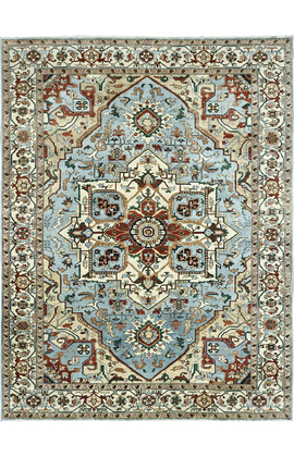 BAKSHAHESH II BK013 LIGHT BLUE / IVORY