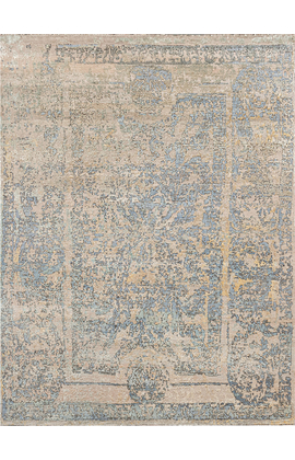 CANVAS ART WITH SILK 101JC BEIGE / LIGHT BLUE