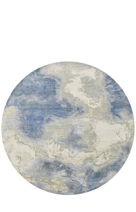 CANVAS ART WITH SILK J1064 IVORY / LIGHT BLUE