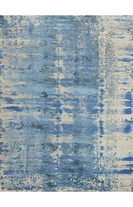 CANVAS ART WITH SILK J1073 IVORY / LIGHT BLUE
