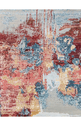 CANVAS ART WITH SILK J1169 BLUE / RED