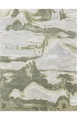 CANVAS ART WITH SILK J2071 IVORY / GREEN