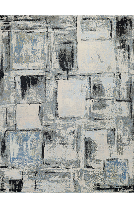 CANVAS ART WITH SILK JC693 IVORY / BLUE