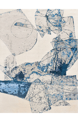 CANVAS ART WITH SILK JC725 IVORY / BLUE