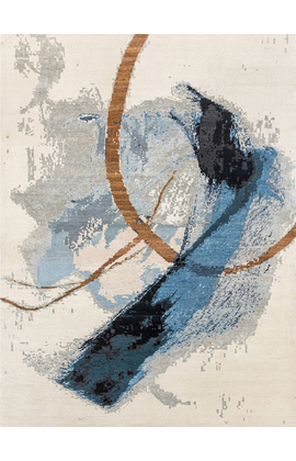 CANVAS ART WITH SILK JC750 IVORY / BLUE